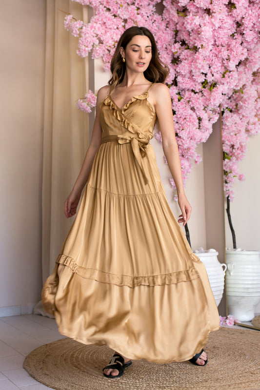 Elxis Camel Maxi Dress